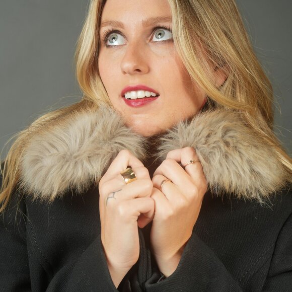 Kate Spade Wool Blend Peacoat with Detachable Faux Fur Collar, Size S - Picture 4 of 10